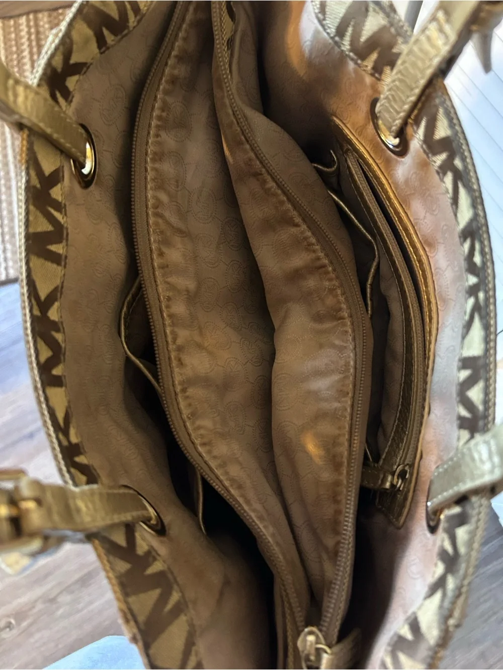 Michael Kors Brown MK Signature Shoulder Tote